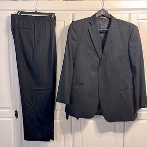 Brooks Brothers Regent Fit 346 Stretch Suit Navy Pinstripe Pleated Two Button